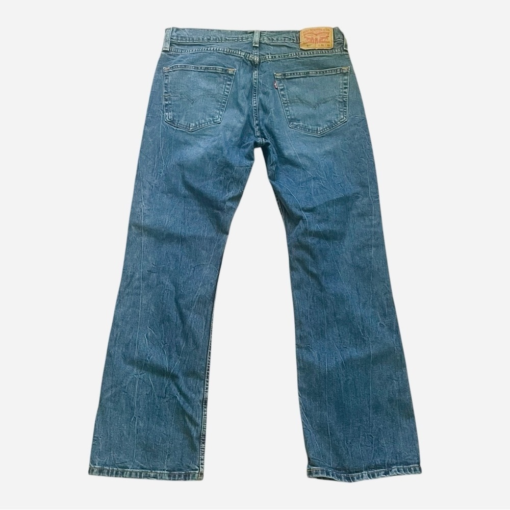 Levi Strauss denim blue straight jeans 527 Men 34/30 5pockets design zip logo - Picture 2 of 16